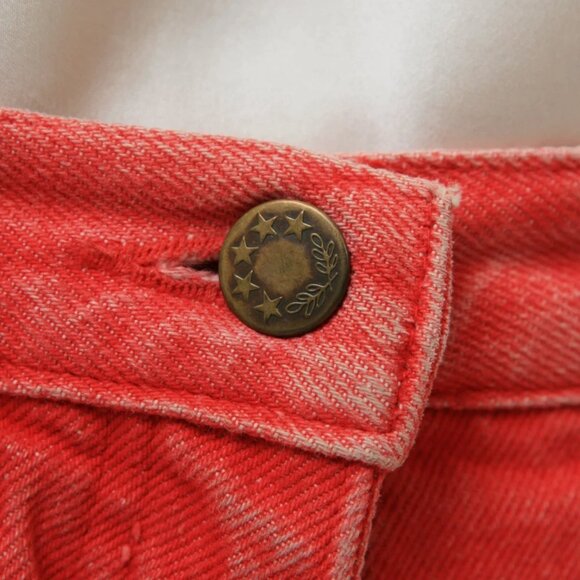 90s Vintage Vtg Rare Red Acid Wash Denim High Waisted Mini Shorts Grunge Style - Picture 5 of 7